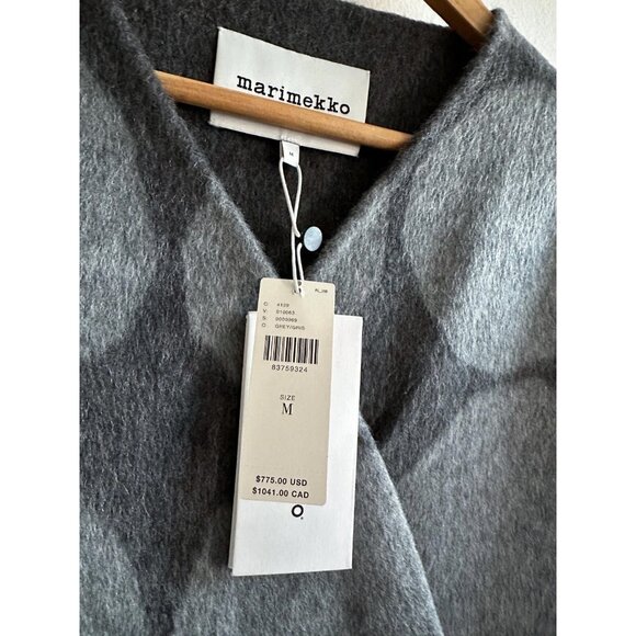Marimekko Elfa Gray Wool Blend Coat "Kivet" Pattern - Picture 3 of 5